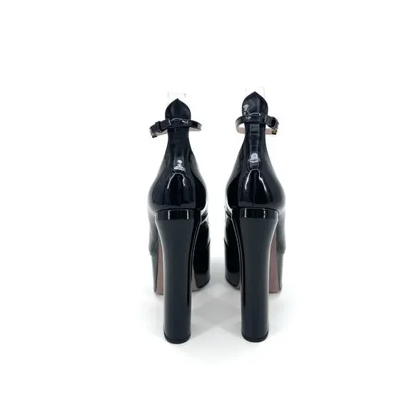 NIB Valentino Garavani EU 36.5 US 6.5 Tan-Go Platform Pumps Black Patent Leather - Picture 7 of 15